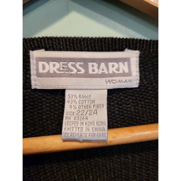 Vtg DressBarn Black Gold Red Embroidered Pointsetta Holiday Cardigan Sweater 24 - Picture 6 of 7